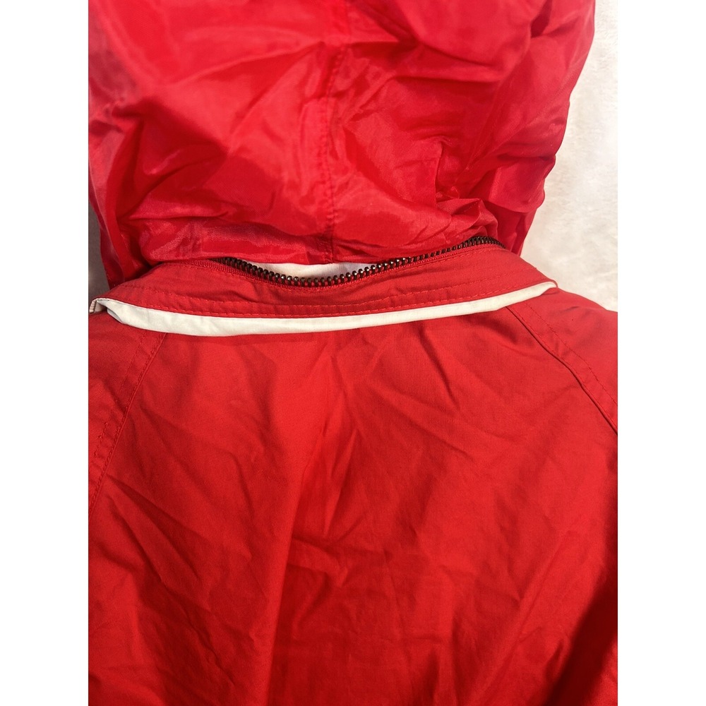 Vintage London Fog Winning Edge Jacket Red Hood Cinch Waist Medium Korea - Picture 8 of 11